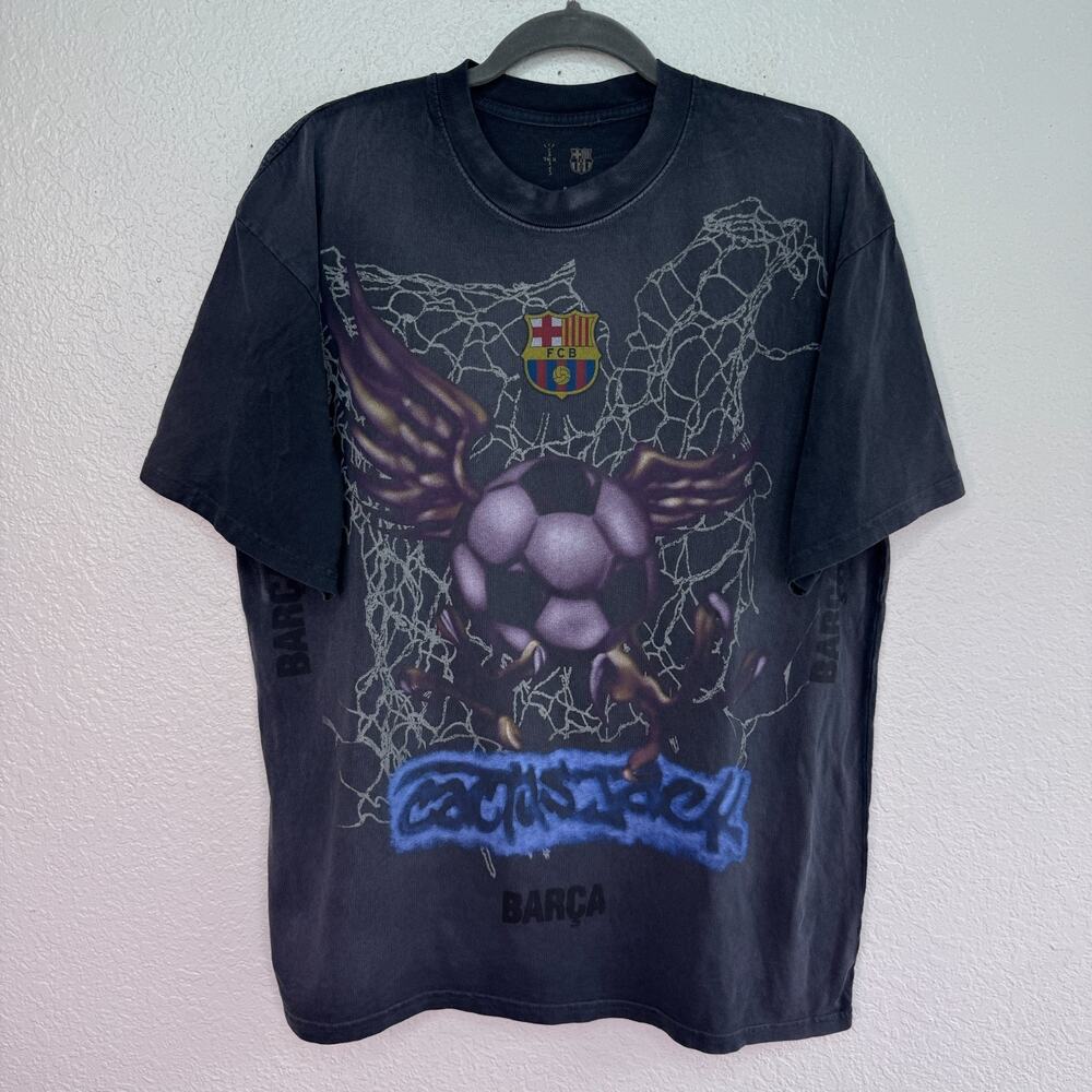 Cactus Jack FC Barcelona Shirt Mens Large Soccer Barca Tee TShirt Travis Scott